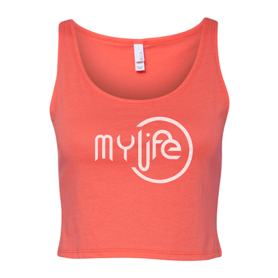 My Life White Logo Women's Cropped Tank - My Life Fitness