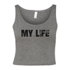 My Life Black Brick Logo Women's Cropped Tank - My Life Fitness