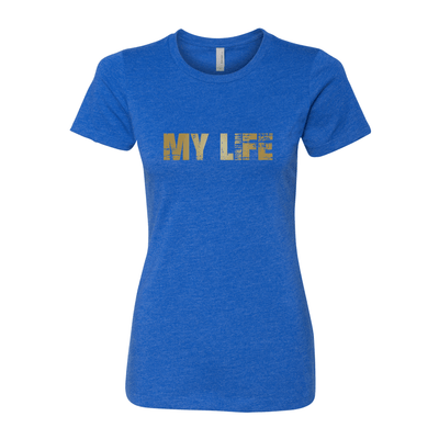 My Life Og Gold Brick Logo Women's Crew Tee - My Life Fitness